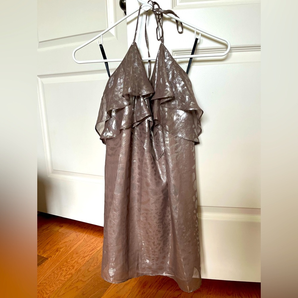 Bebe Shimmering Tan/Brown Top, size XXS, brand new with tags NWT